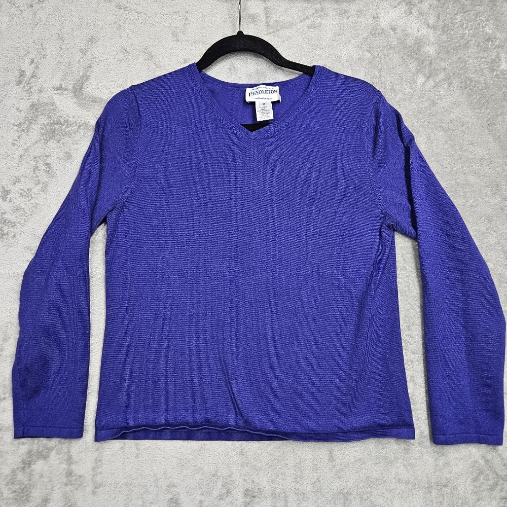 Pendleton Women's Medium V-Neck Long Sleeve Sweater Silk Nylon Cashmere Blend